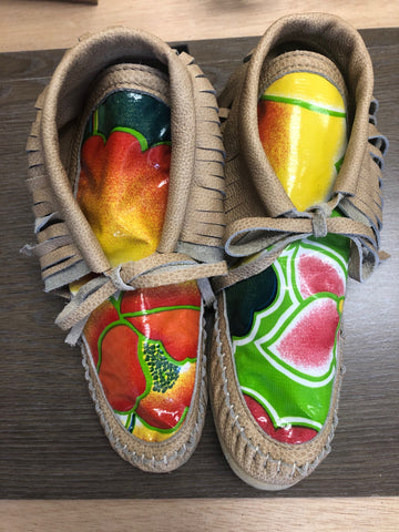 Summer Oil Cloth Moccasins - SIZE 8